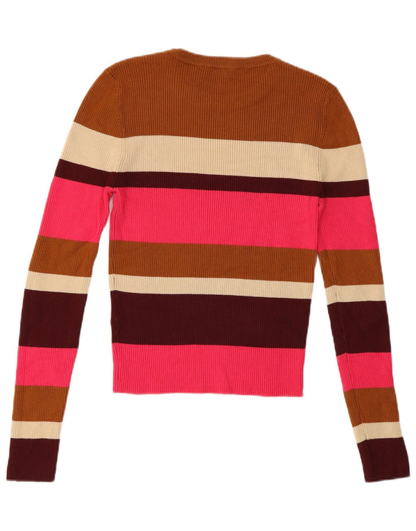 Zara Womens Crew Neck Jumper Sweater UK 14 Medium Multicoloured Striped