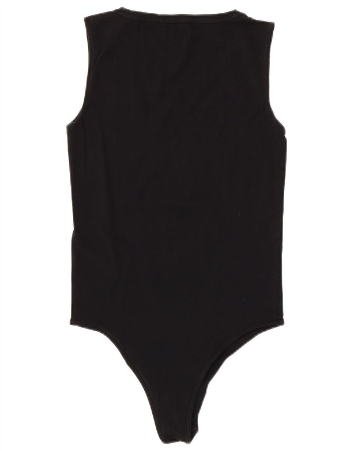 Calvin Klein Jeans Womens Graphic Sleeveless Bodysuit UK 12 Medium Black