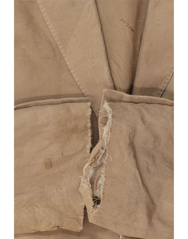 Jaeger Mens 2 Button Blazer Jacket UK 40 Large Beige Silk