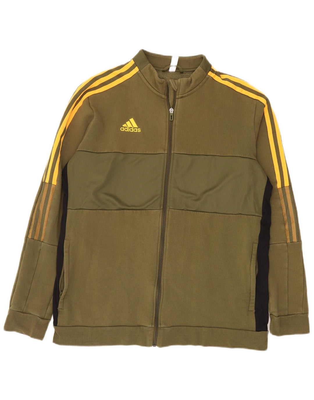 ADIDAS Mens Tracksuit Top Jacket XL Khaki Colourblock Cotton