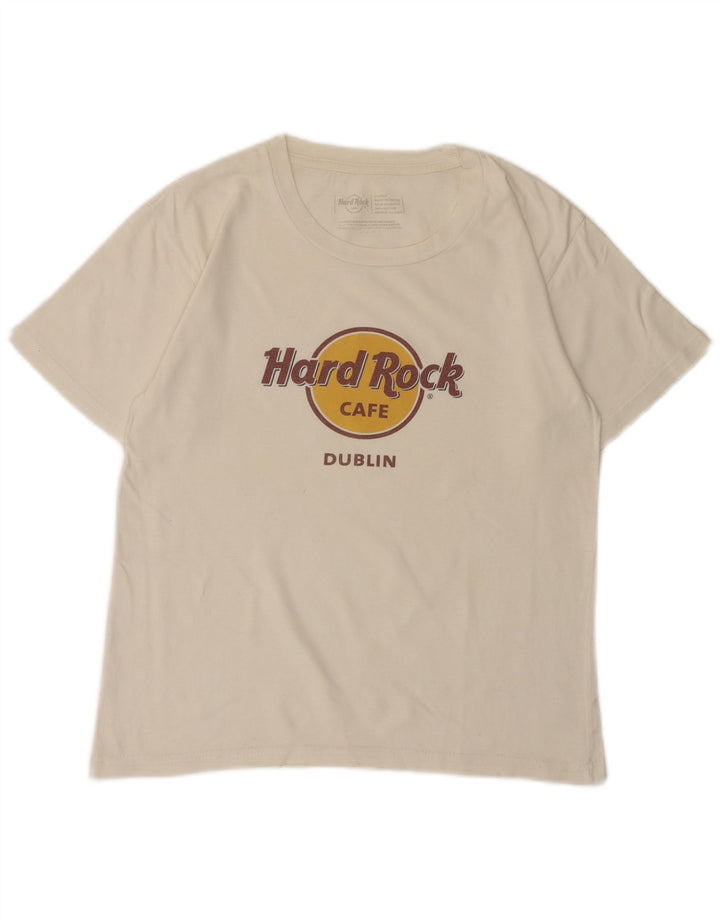 Hard Rock Cafe Womens Dublin Graphic T-Shirt Top UK 18 XL White Cotton