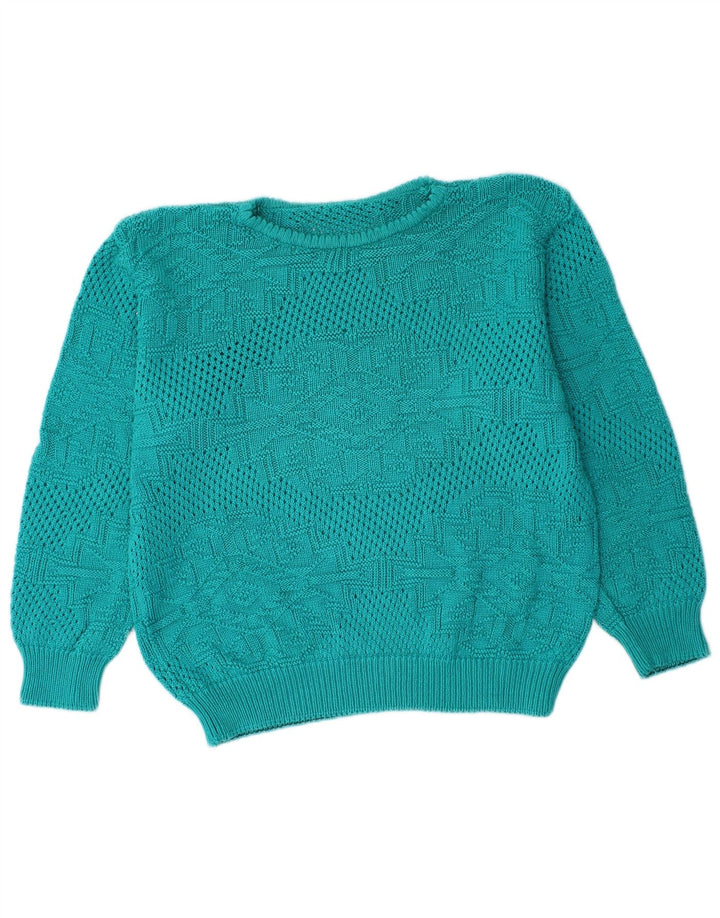ALMIRA Womens Crew Neck Jumper Sweater IT 44 Medium Turquoise Cotton