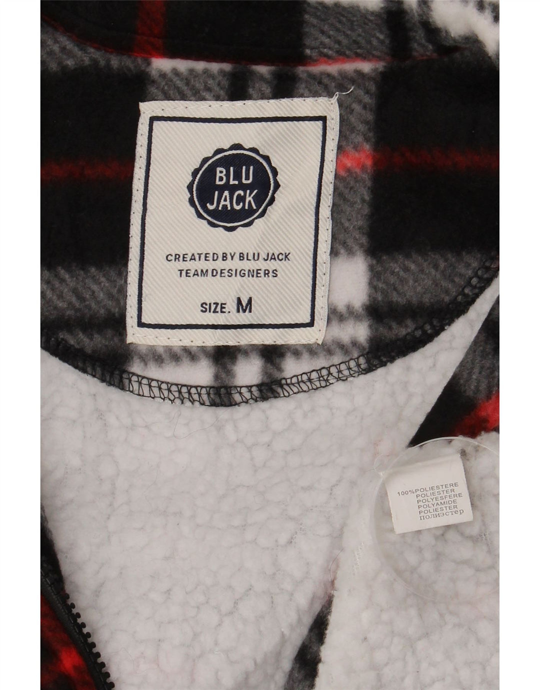 Vintage Mens Sherpa Lumberjack Flannel Shirt Medium Black Plaid Polyester