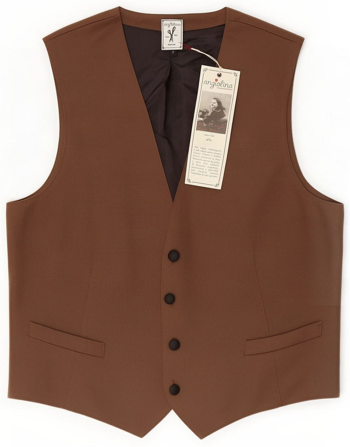 Vintage Mens Waistcoat Large Brown Polyester