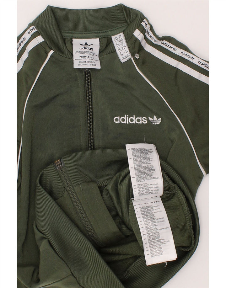 Adidas Girls Graphic Tracksuit Top Jacket 2-3 Years Green Polyester