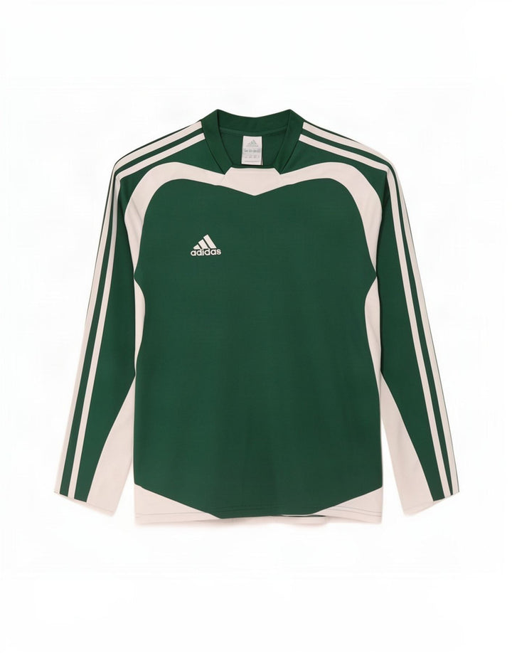 Adidas Mens Climalite Top Long Sleeve Small Green Colourblock Polyester