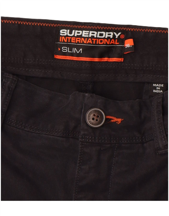 Superdry Mens Slim Chino Shorts W36 Large Black Cotton