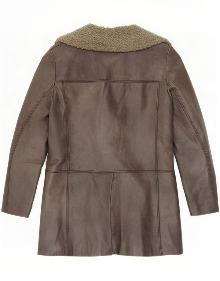 Vintage Womens Shearling Jacket UK 10 Small Grey