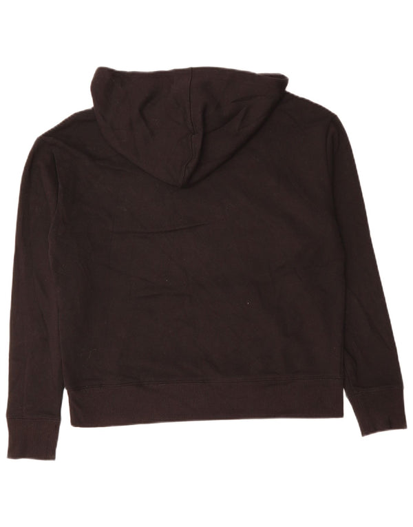 CHAMPION Womens Graphic Oversized Hoodie Jumper UK 6 XS Black Cotton