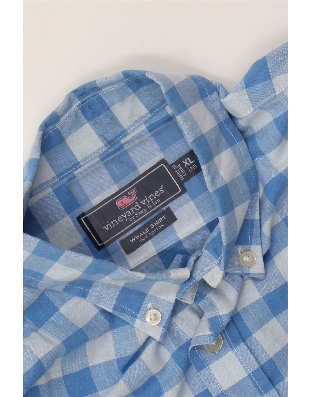 Vineyard Vines Boys Shirt 15-16 Years XL Blue Gingham Cotton