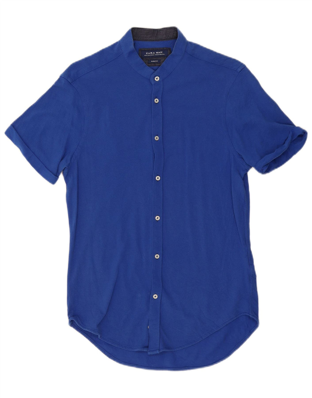 ZARA Mens Slim Fit Short Sleeve Shirt Medium Blue Cotton