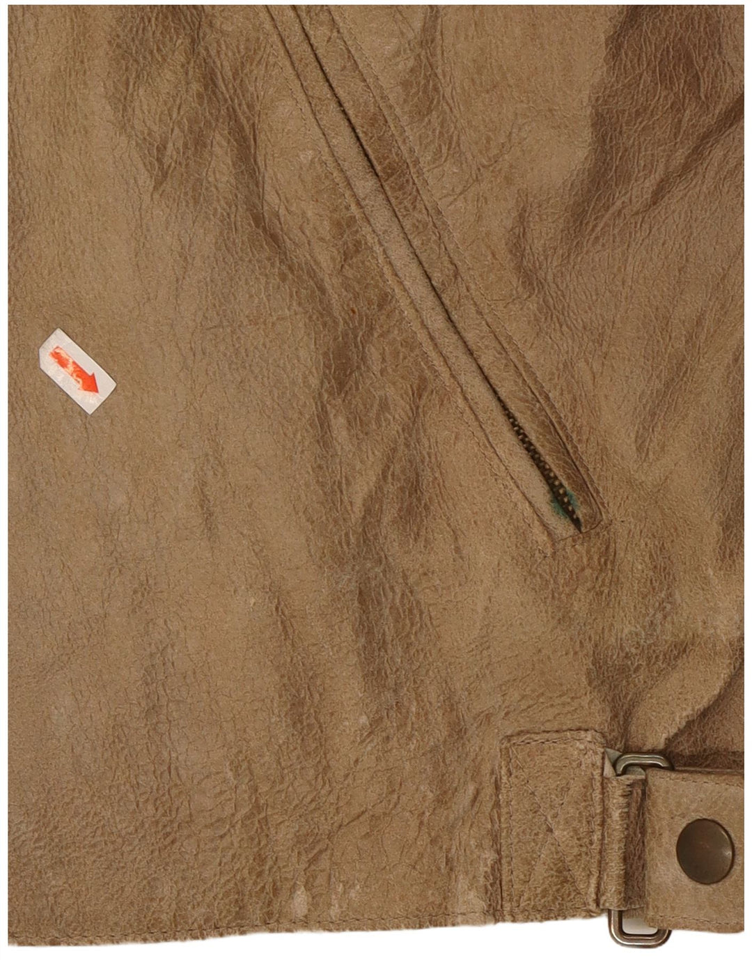 ANDREA D'AMICO Mens Leather Racer Jacket IT 56 XL Beige Leather