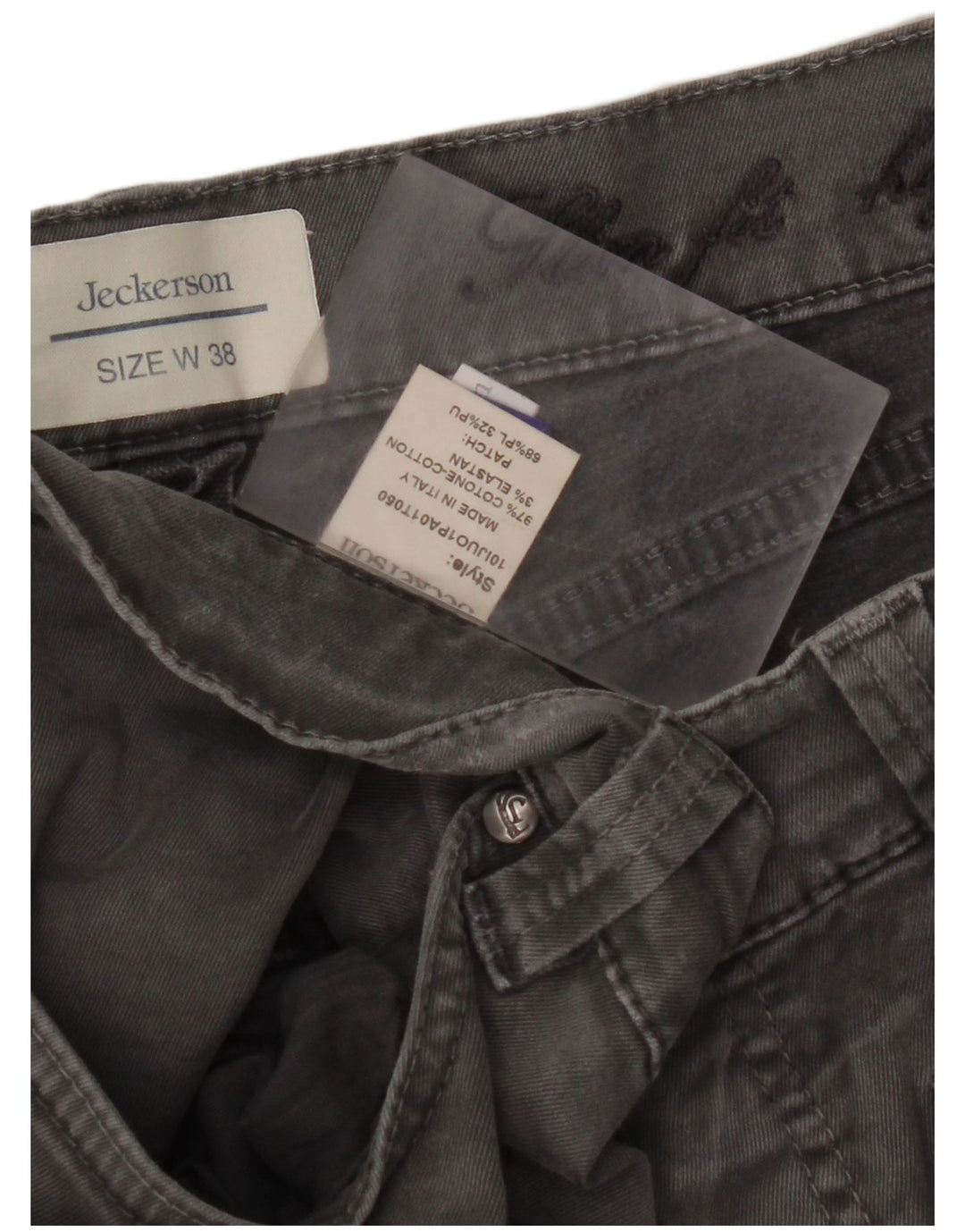 JECKERSON Mens Slim Fit Casual Trousers W38 L33 Grey Cotton