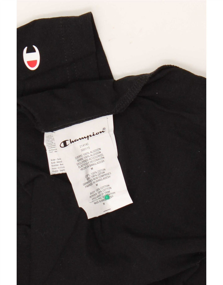 Champion Mens Graphic T-Shirt Top Medium Black Cotton