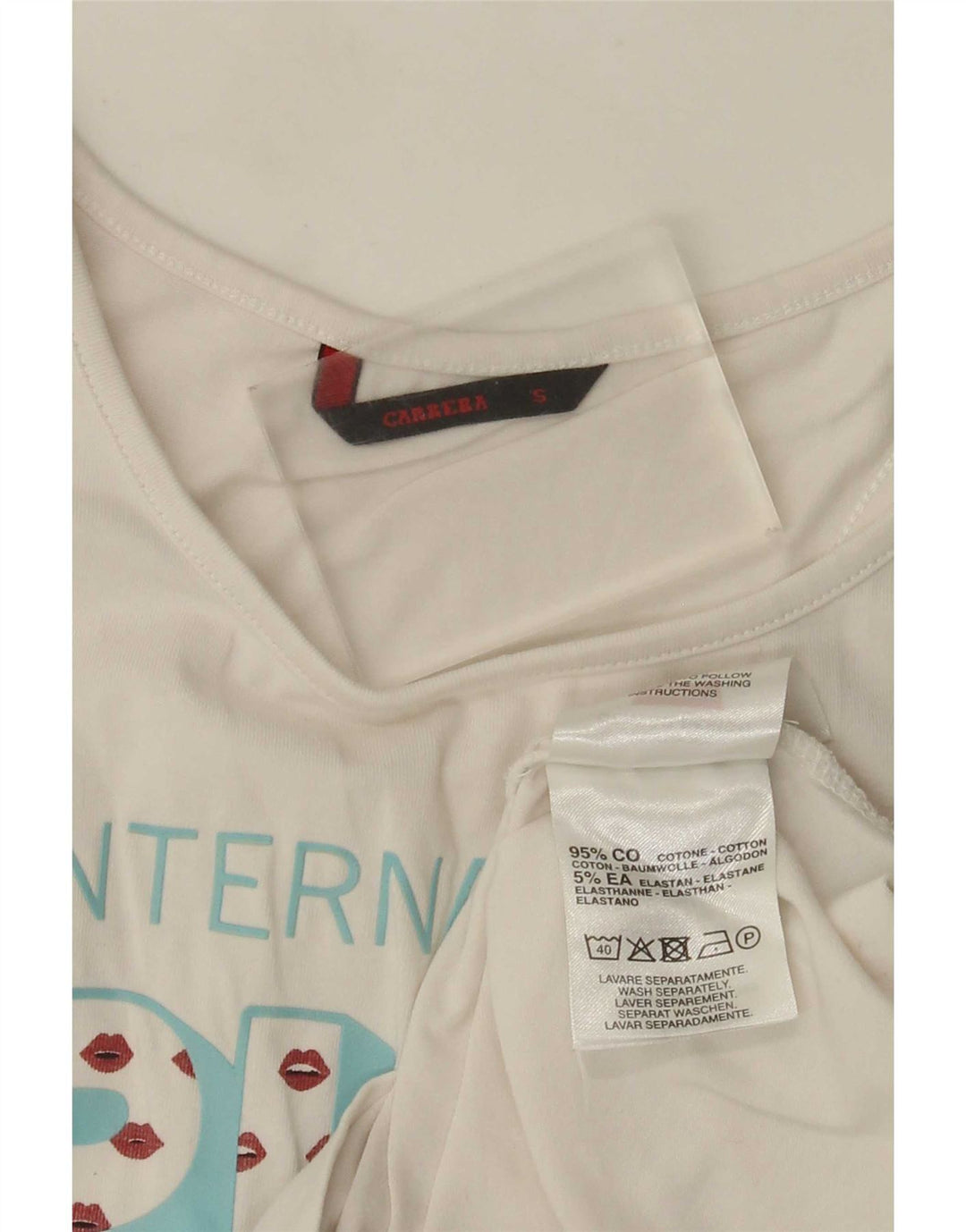 Carrera Womens Graphic Vest Top UK 8 Small White Cotton