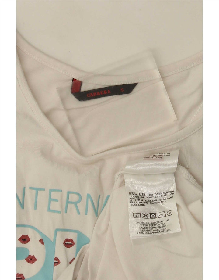 Carrera Womens Graphic Vest Top UK 8 Small White Cotton