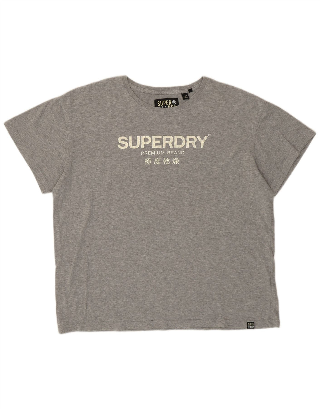 SUPERDRY Womens Oversized Graphic T-Shirt Top UK 16 Large Grey Cotton