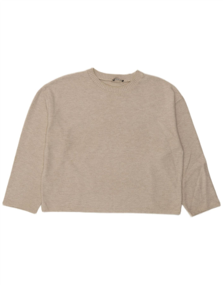 Zara Womens Oversized Top Long Sleeve UK 16 Large Off White