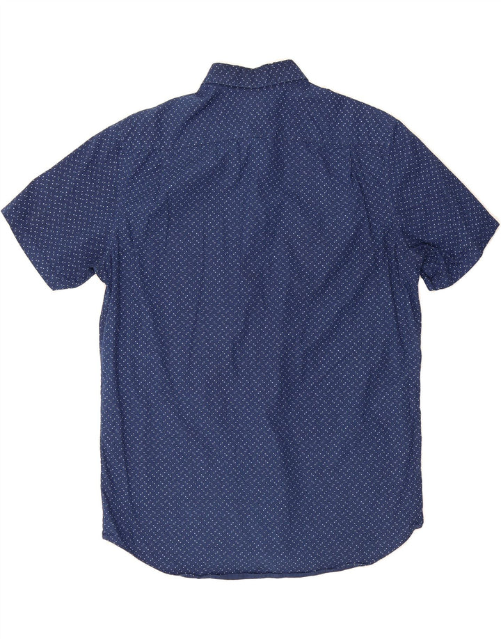 MICHAEL KORS Mens Short Sleeve Shirt Medium Navy Blue Spotted Cotton Vintage Michael Kors and Second-Hand Michael Kors from Messina Hembry 