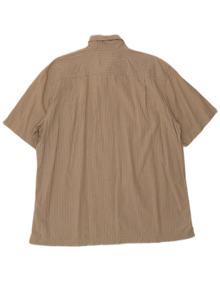 DOCKERS Mens Short Sleeve Shirt Large Beige Check Cotton