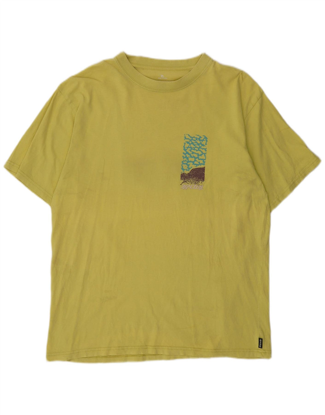 Rip Curl Mens Graphic T-Shirt Top Large Yellow