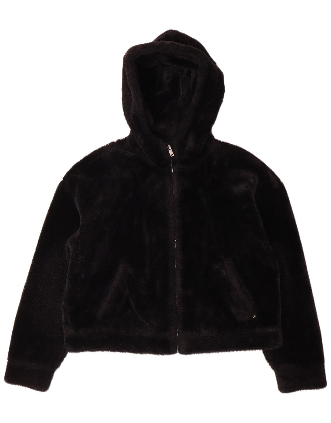 UGG Womens Hooded Fleece Jacket UK 14 Medium Black Polyester