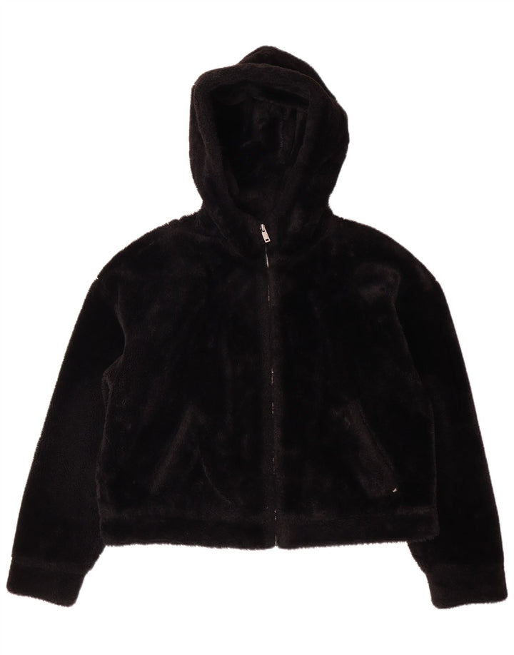 UGG Womens Hooded Fleece Jacket UK 14 Medium Black Polyester