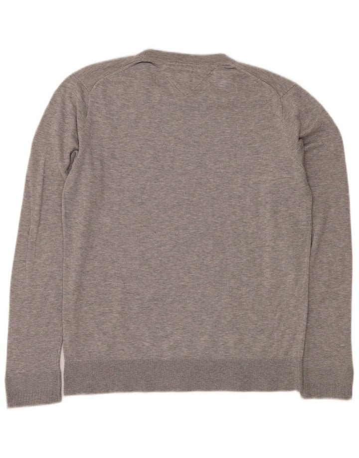 Tommy Hilfiger Mens Crew Neck Jumper Sweater Medium Grey Cotton