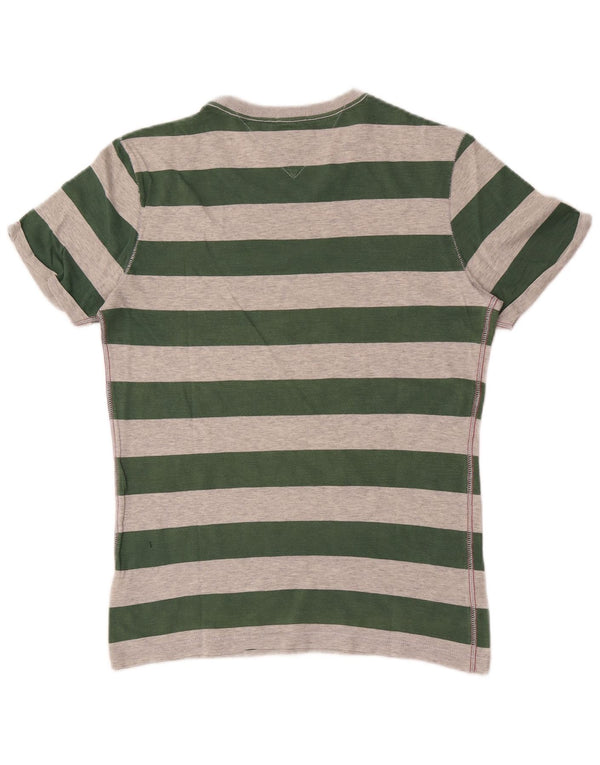 Tommy Hilfiger Mens Graphic T-Shirt Top Small Green Striped Cotton