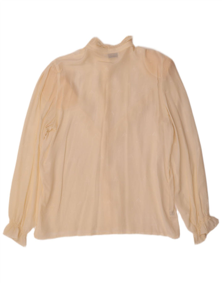 VINTAGE Womens Shirt Blouse IT 44 Medium Off White Floral Acetate