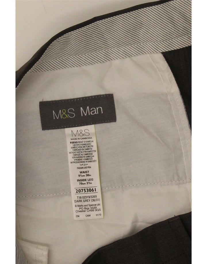 Marks & Spencer Mens Pegged Suit Trousers W36 L31 Grey Polyester