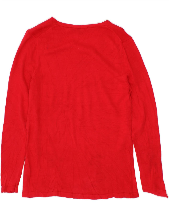 TOMMY HILFIGER Womens Top Long Sleeve UK 12 Medium Red Cotton Vintage Tommy Hilfiger and Second-Hand Tommy Hilfiger from Messina Hembry 