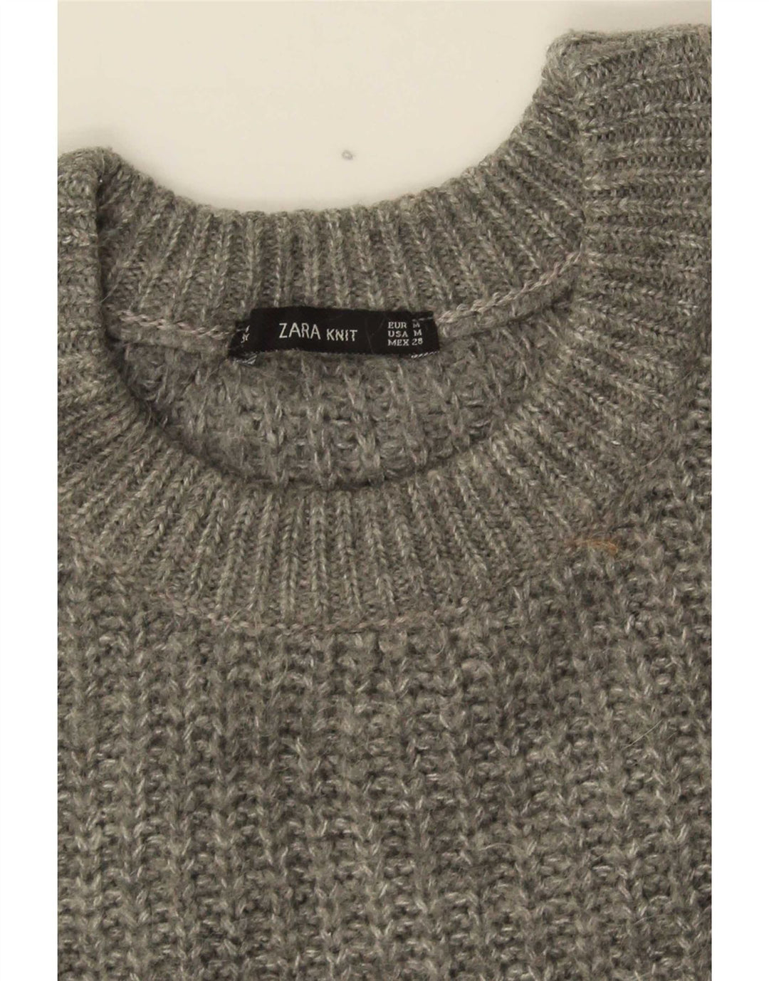 Zara Womens Oversized Crew Neck Jumper Sweater UK 14 Medium Grey