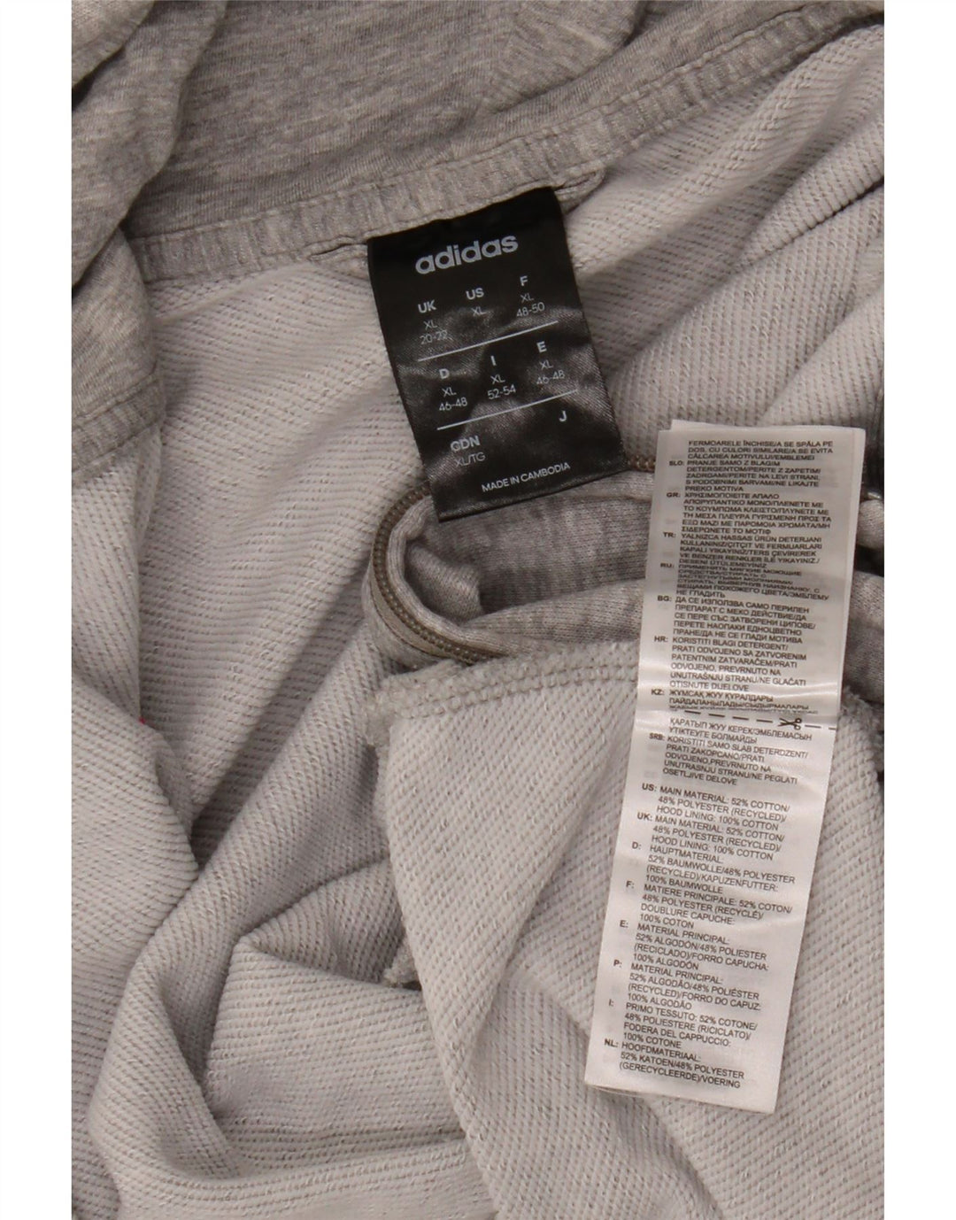 ADIDAS Womens Zip Hoodie Sweater UK 20/22 XL Grey Flecked Cotton