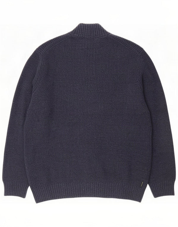 Calvin Klein Mens Zip Neck Jumper Sweater Large Navy Blue Cotton