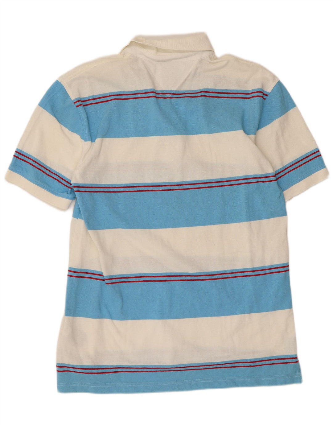 Tommy Hilfiger Mens Polo Shirt Medium Blue Striped Cotton
