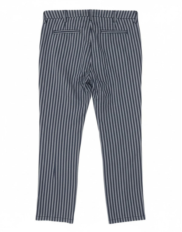 Benetton Womens Chino Trousers UK 8 Small W28 L25 Navy Blue Striped