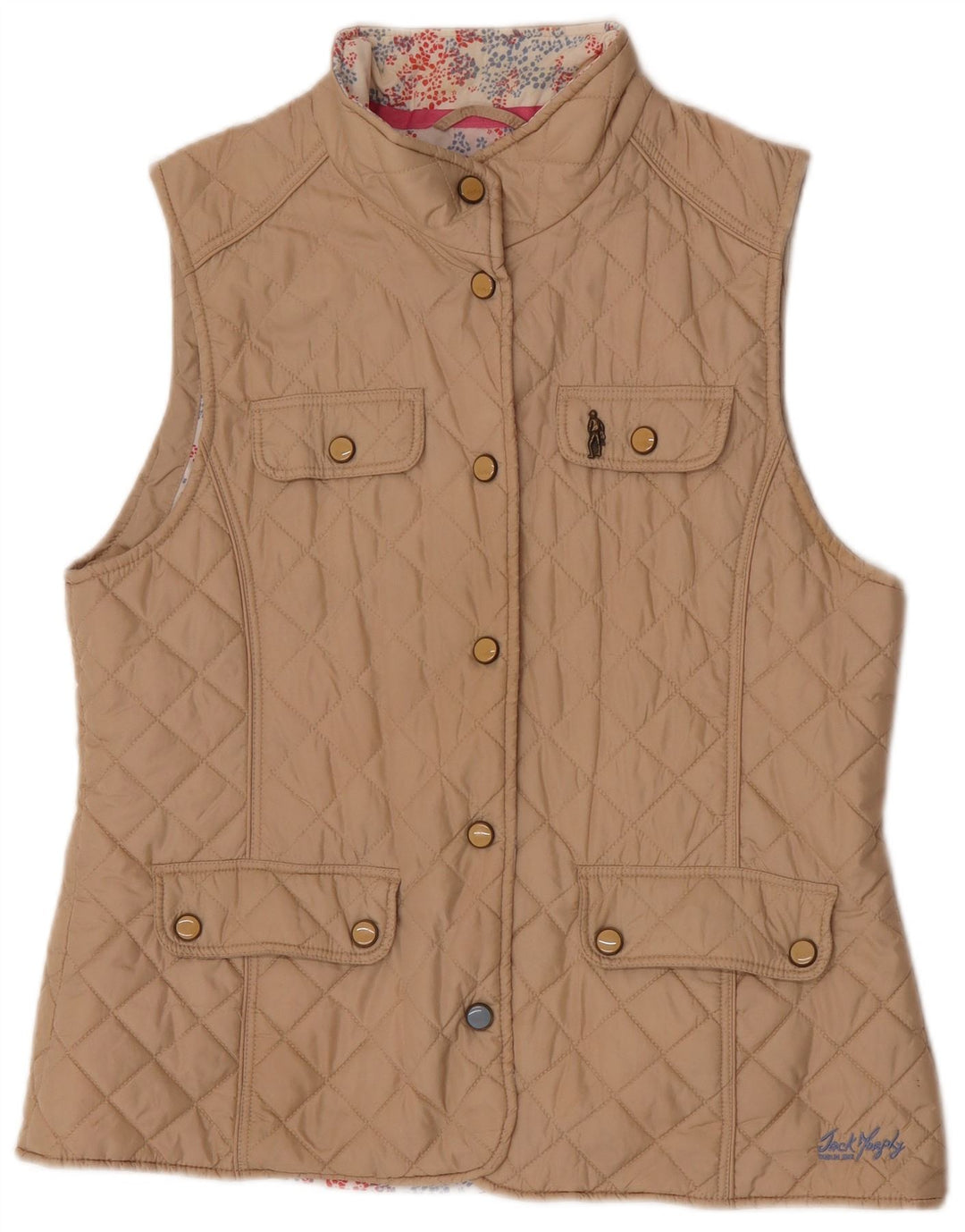 Jack Murphy Womens Quilted Gilet UK 16 Large Beige Nylon
