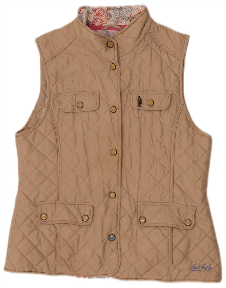 Jack Murphy Womens Quilted Gilet UK 16 Large Beige Nylon
