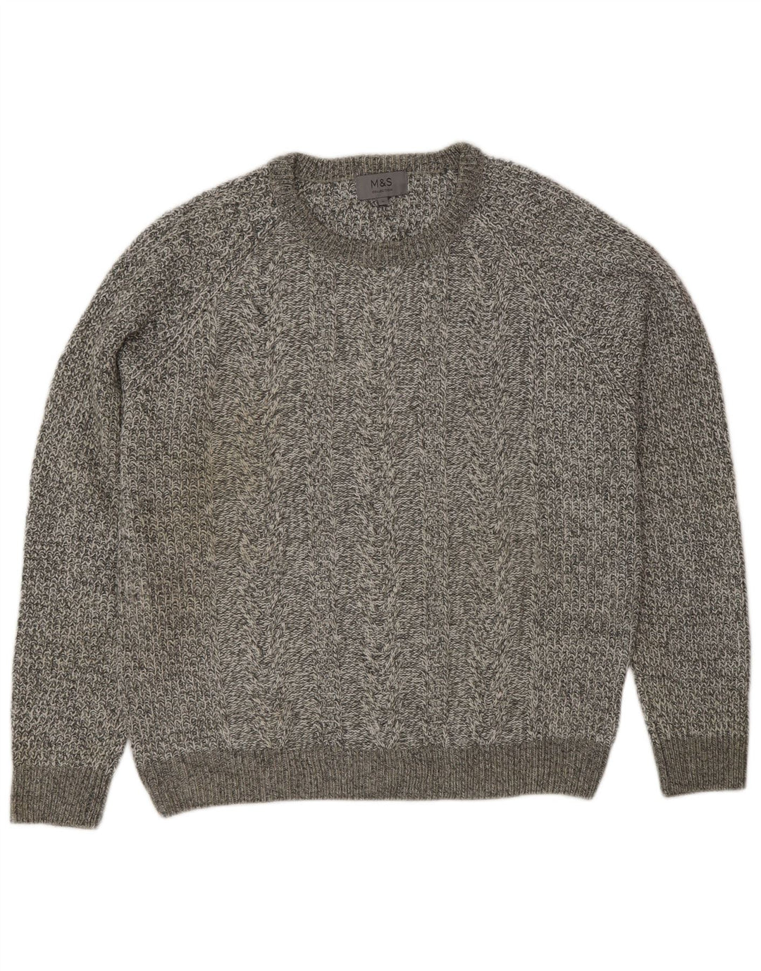 Marks & Spencer Womens Crew Neck Jumper Sweater Large Grey Flecked Classic