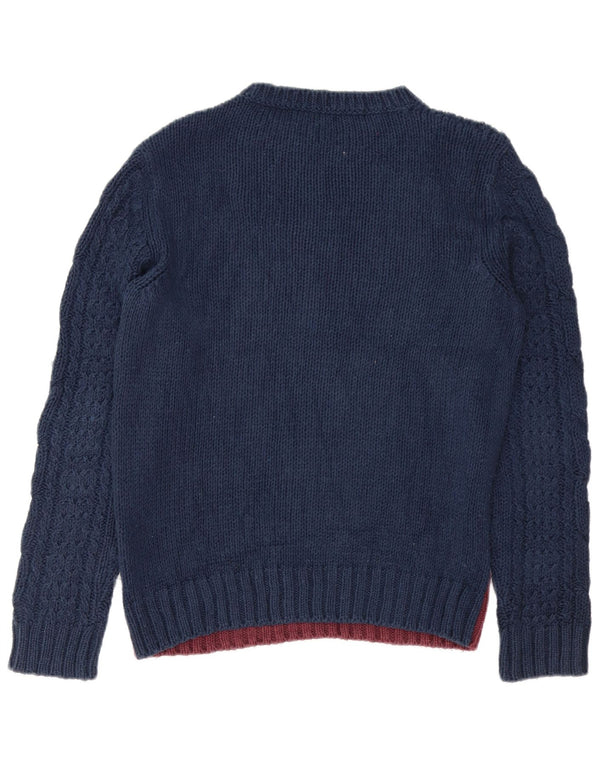 Diesel Mens Boat Neck Jumper Sweater Large Navy Blue Colourblock Cotton