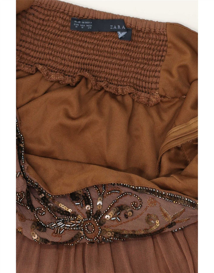 Zara Womens Strapless Dress UK 12 Medium Brown