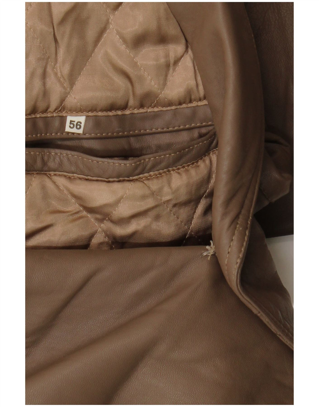Vintage Mens Double Breasted Leather Coat IT 56 3XL Brown