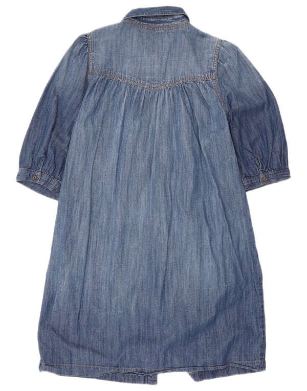 Fat Face Womens 3/4 Sleeve Denim Dress UK 12 Medium Blue Cotton