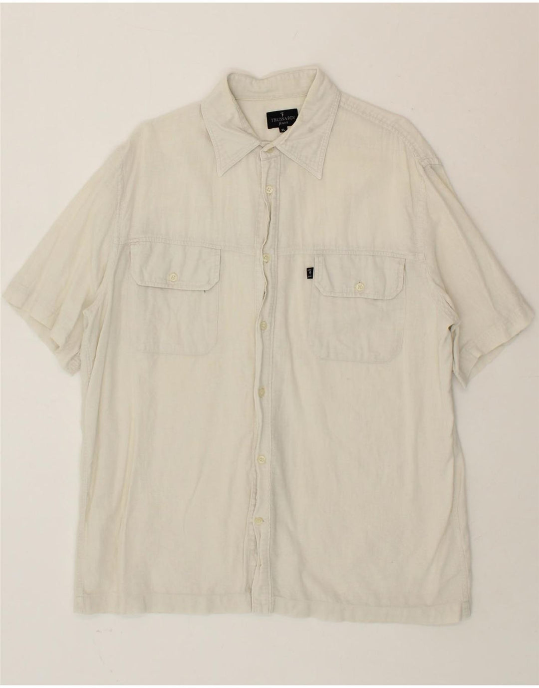TRUSSARDI JEANS Mens Short Sleeve Shirt XL White Vintage Trussardi Jeans and Second-Hand Trussardi Jeans from Messina Hembry 