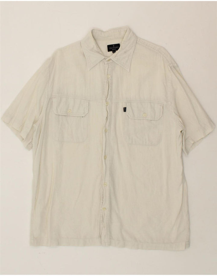 TRUSSARDI JEANS Mens Short Sleeve Shirt XL White Vintage Trussardi Jeans and Second-Hand Trussardi Jeans from Messina Hembry 