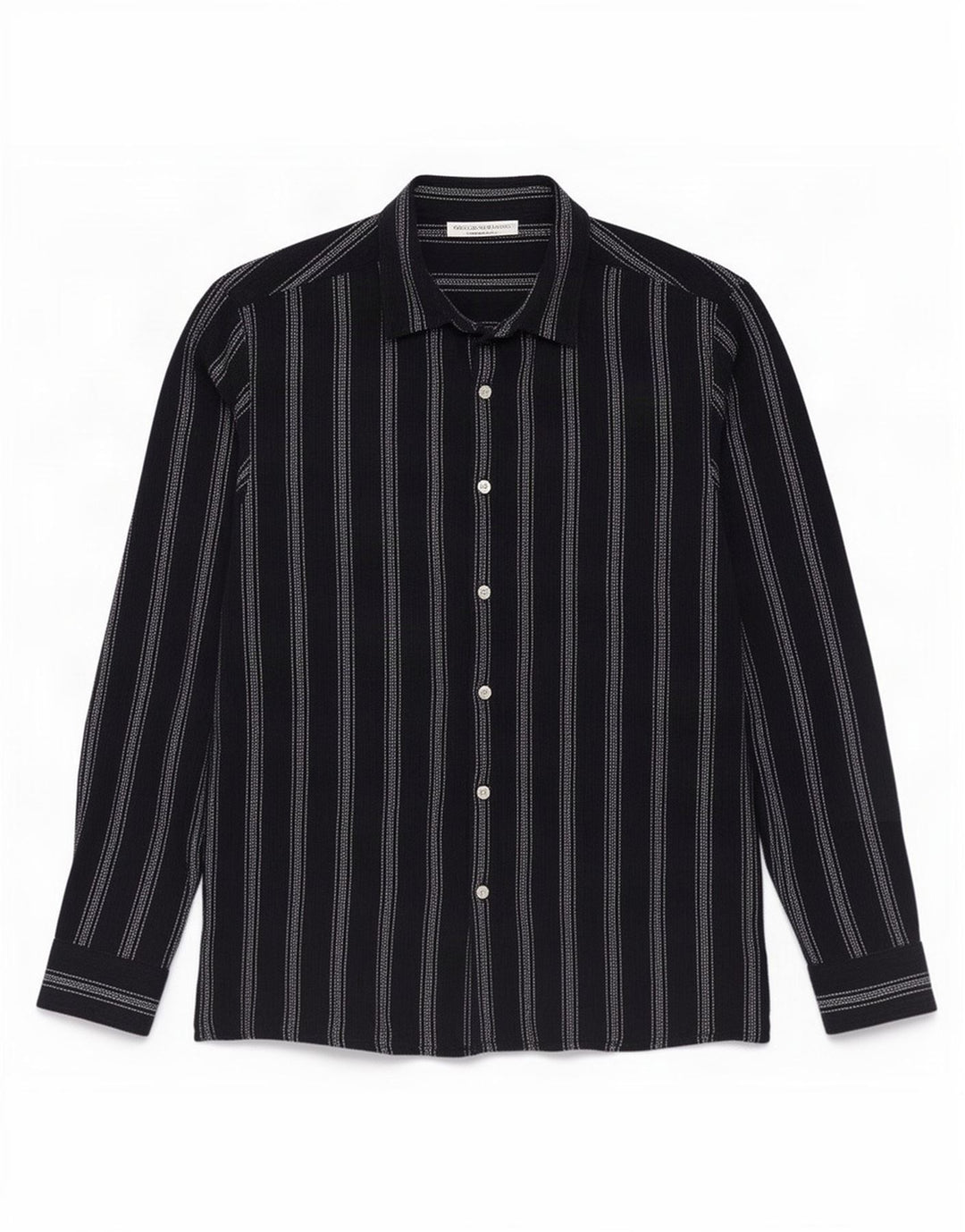 Zara Mens Shirt Medium Navy Blue Striped Cotton