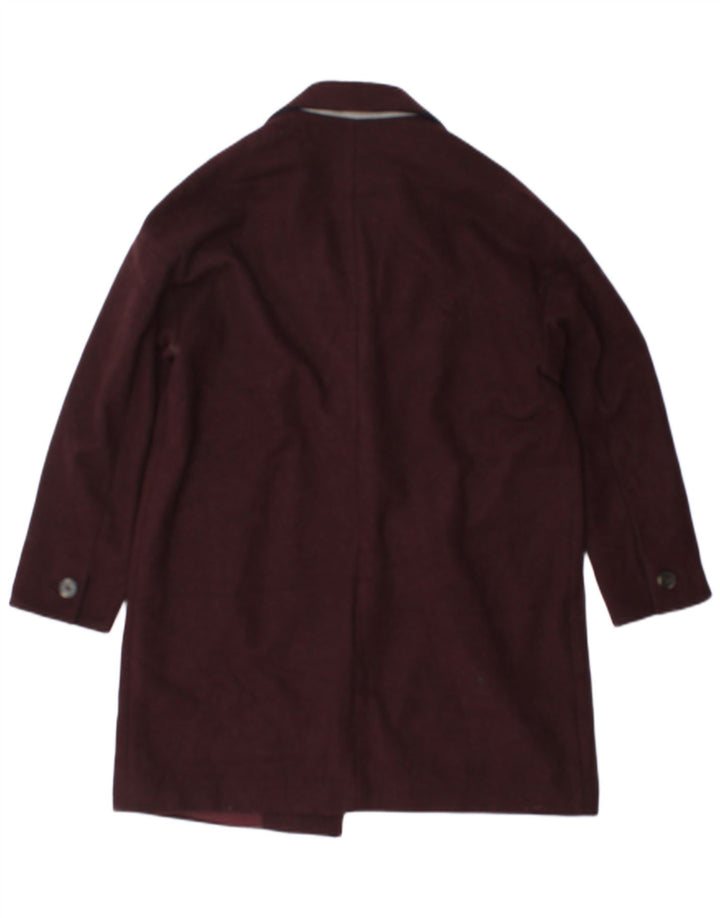 Topshop Womens Overcoat UK 12 Medium  Burgundy Polyester