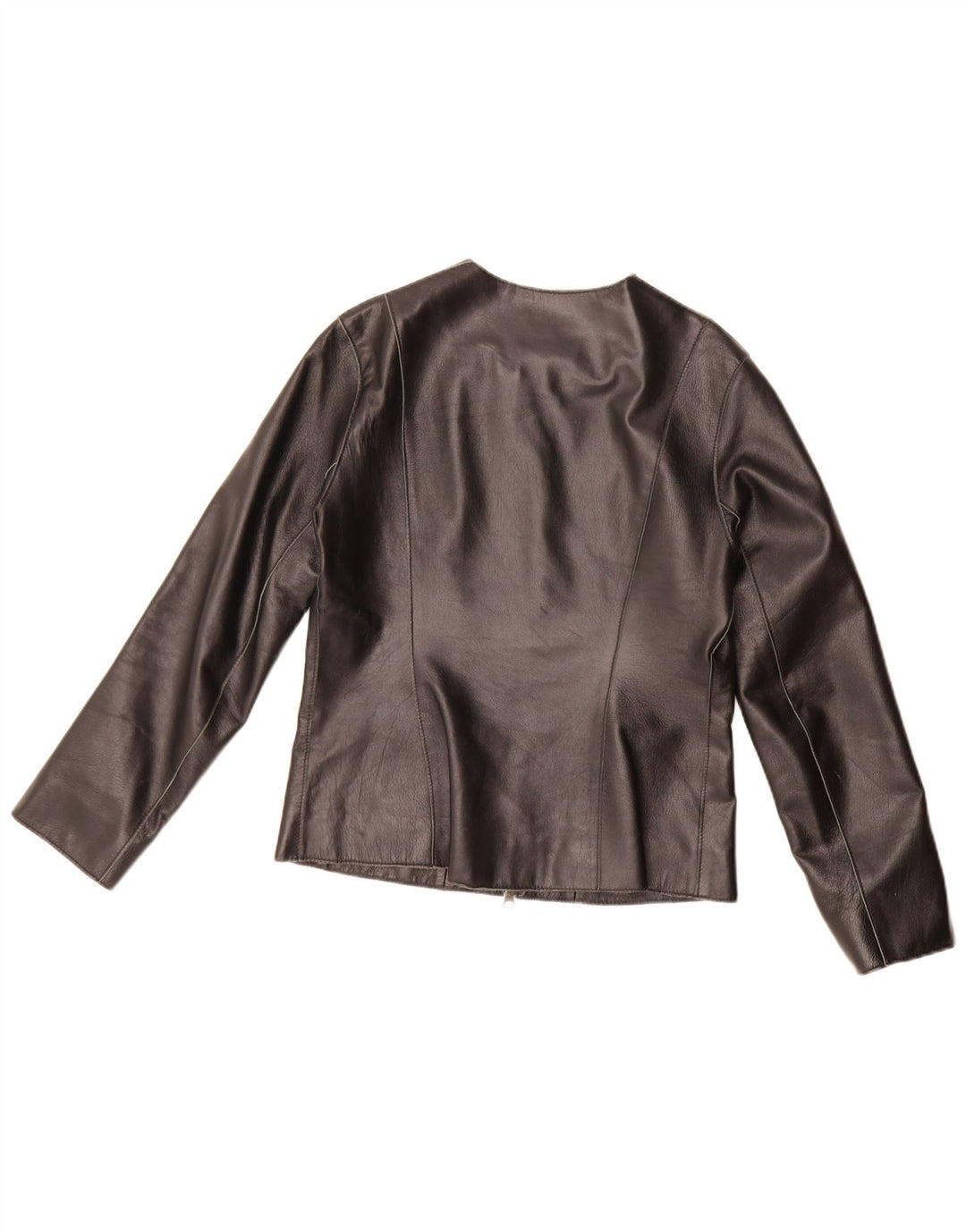 Michel Ambers Womens Leather Full Zip Blazer Jacket UK 12 Medium Black