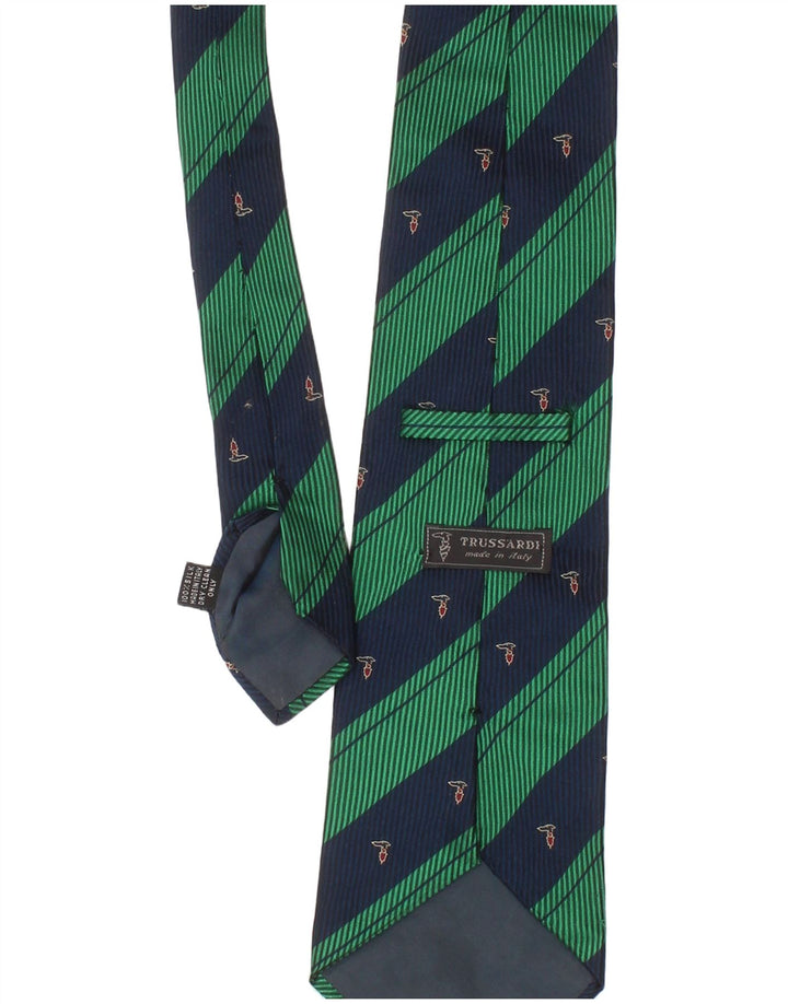 Trussardi Mens Tie One Size Green Striped Silk Classic